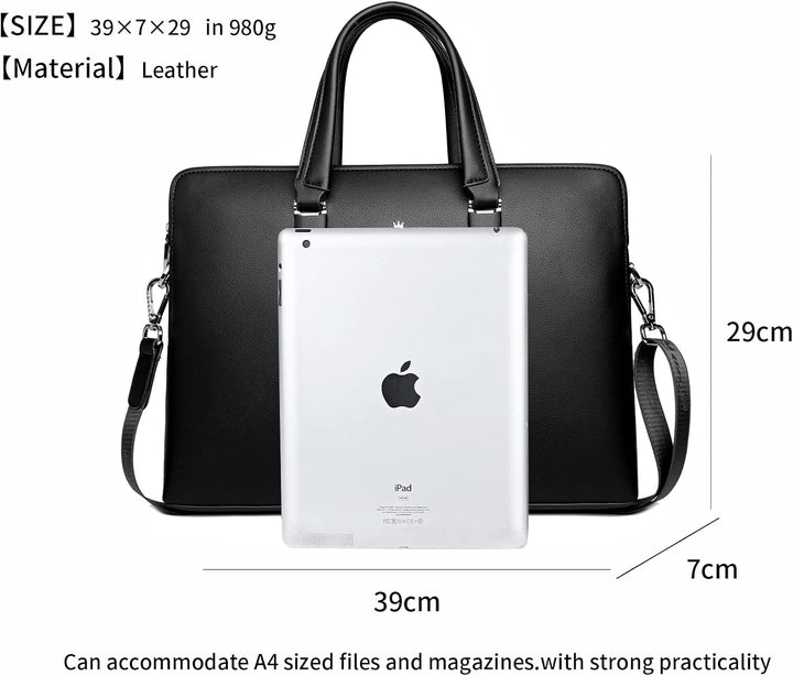 FSD.WG Herren Business Tasche,Wasserdichte Leder Aktentasche,Schulter Laptop Business Tasche für Bus