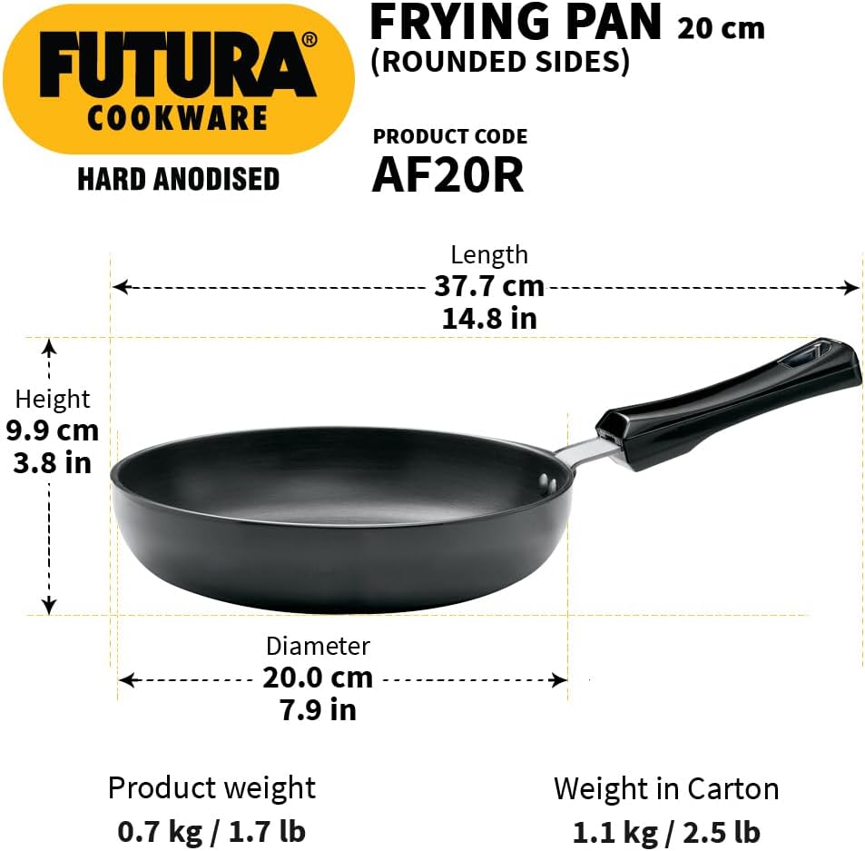Hawkins l08 Futura Bratpfanne, rund, harteloxiert, 22 cm, Schwarz