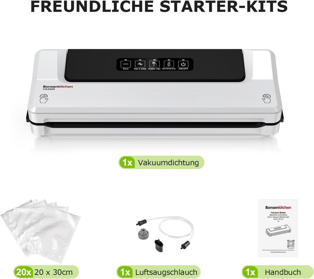 Bonsenkitchen Vakuumiergerät, Vakuumierer für kontinuierliches Arbeiten mit hoher Geschwindigkeit, F