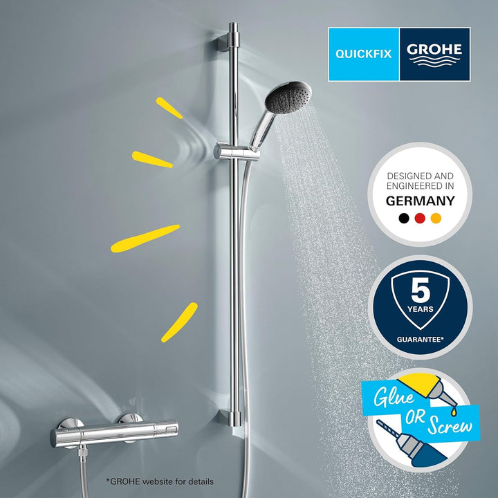 GROHE Precision Trend, Duschset mit Thermostat wassersparend, 8l pro Min (Duscharmatur hält Temperat