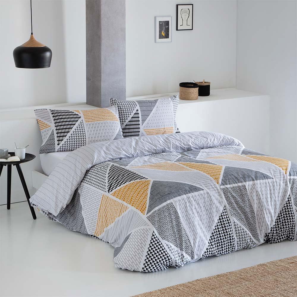COTTON ARTean Wendbarer Bettbezug Geka, 135 x 190/200 cm, 50 % Baumwolle, 50 % Polyester, Grau und S