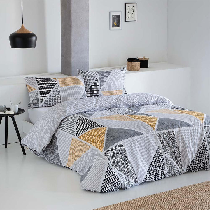 COTTON ARTean Wendbarer Bettbezug Geka, 135 x 190/200 cm, 50 % Baumwolle, 50 % Polyester, Grau und S