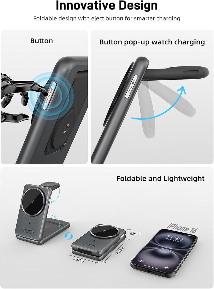 Kabellose Ladestation für Apple Mag Safe Ladegerät 3 in 1 für iPhone Ladegerät 17/16/15/14/13/12 Ser