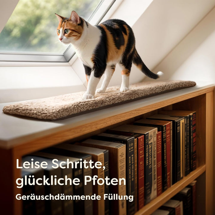 Katzen Fensterliege Fensterbank rutschfest - Selbstwärmende Katzenmatte für Fenster 90x28cm - Weich