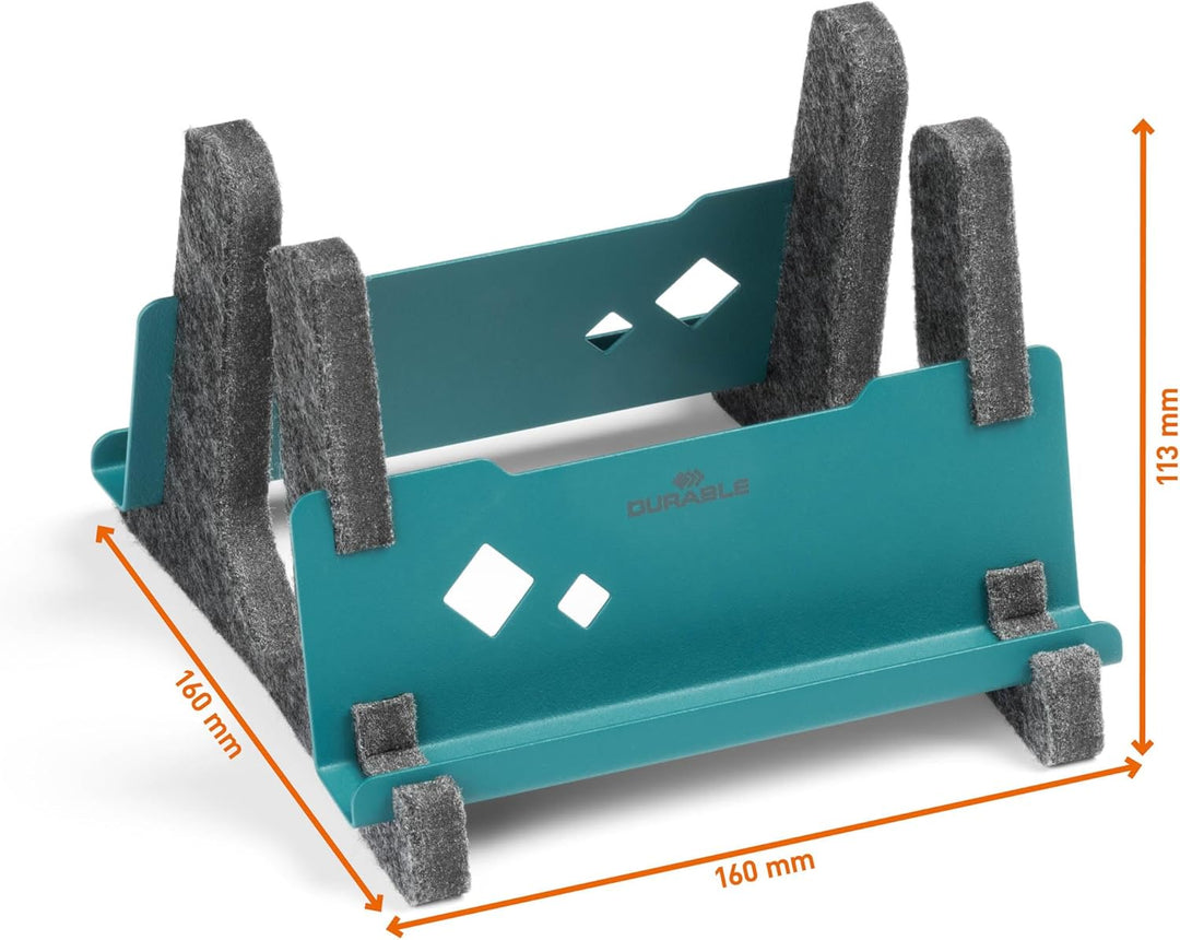 Durable Laptop Ständer Vertical Effect, aus 60% recyceltem PET-Filz, Laptop Halter mit Handy/Tablet