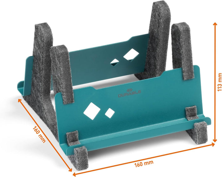 Durable Laptop Ständer Vertical Effect, aus 60% recyceltem PET-Filz, Laptop Halter mit Handy/Tablet