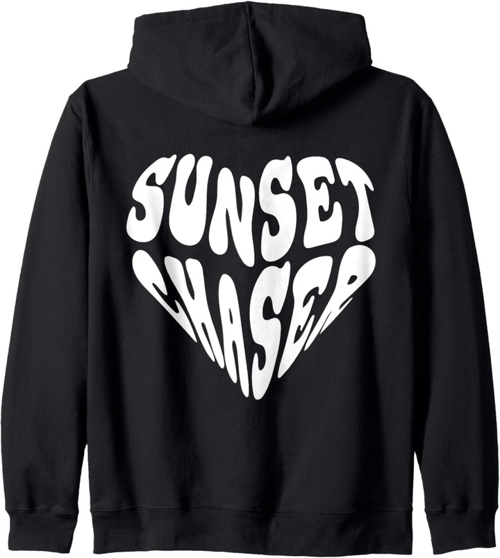 Sunset Chaser Stimmungsspruch Ästhetische Trendkleidung Kapuzenjacke