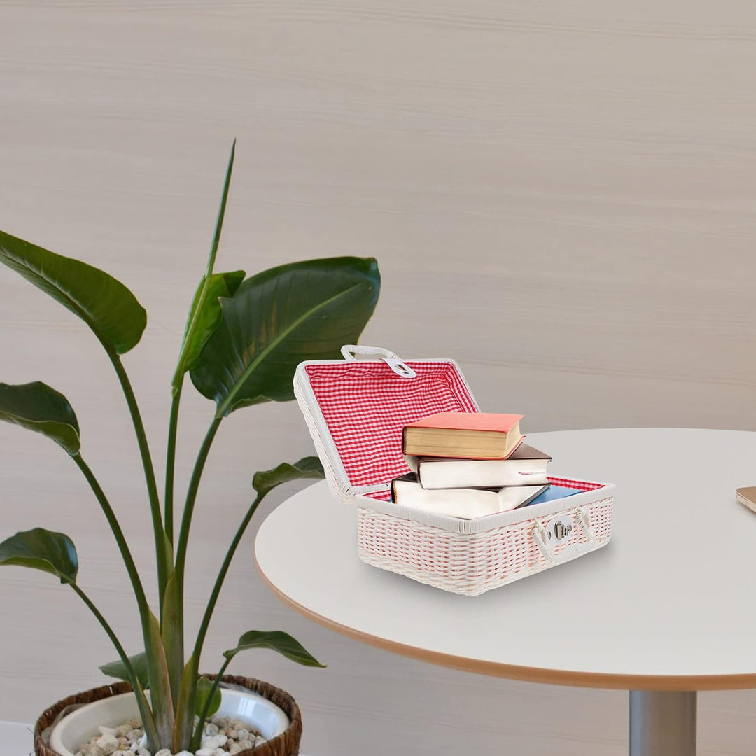 Alipis Kinder Aktenkoffer Koffer Rattan Wicker Aufbewahrungskoffer Imitierte Rattan- Aufbewahrungsbo