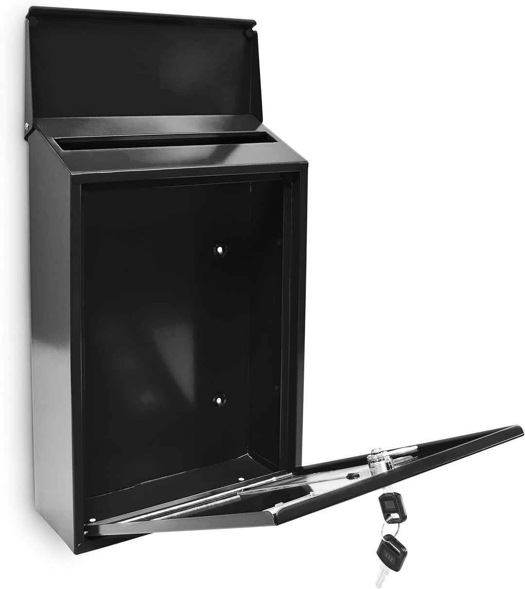 Design Briefkasten aus Metall 25x40 cm Schwarz, Schwarz
