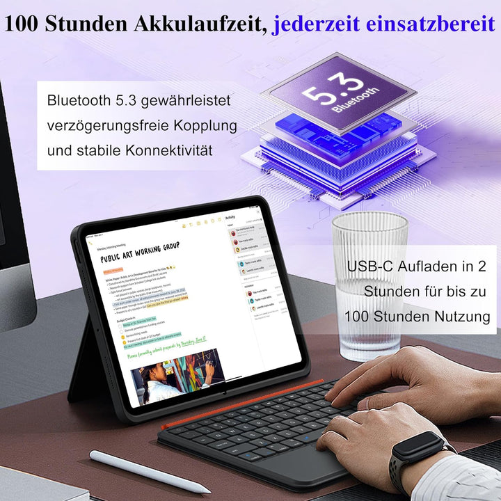 WIWU Hülle mit Tastatur iPad 13 12.9 Zoll 3 in 1 Magnetische Abnehmbare Tastaturhülle Ständer 7 Farb
