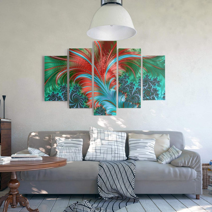 Feeby Bilder Mandala 200x100 cm Leinwandbild 5 Teilig XXL Kunstdruck - Bild modern zen Leinwandbild