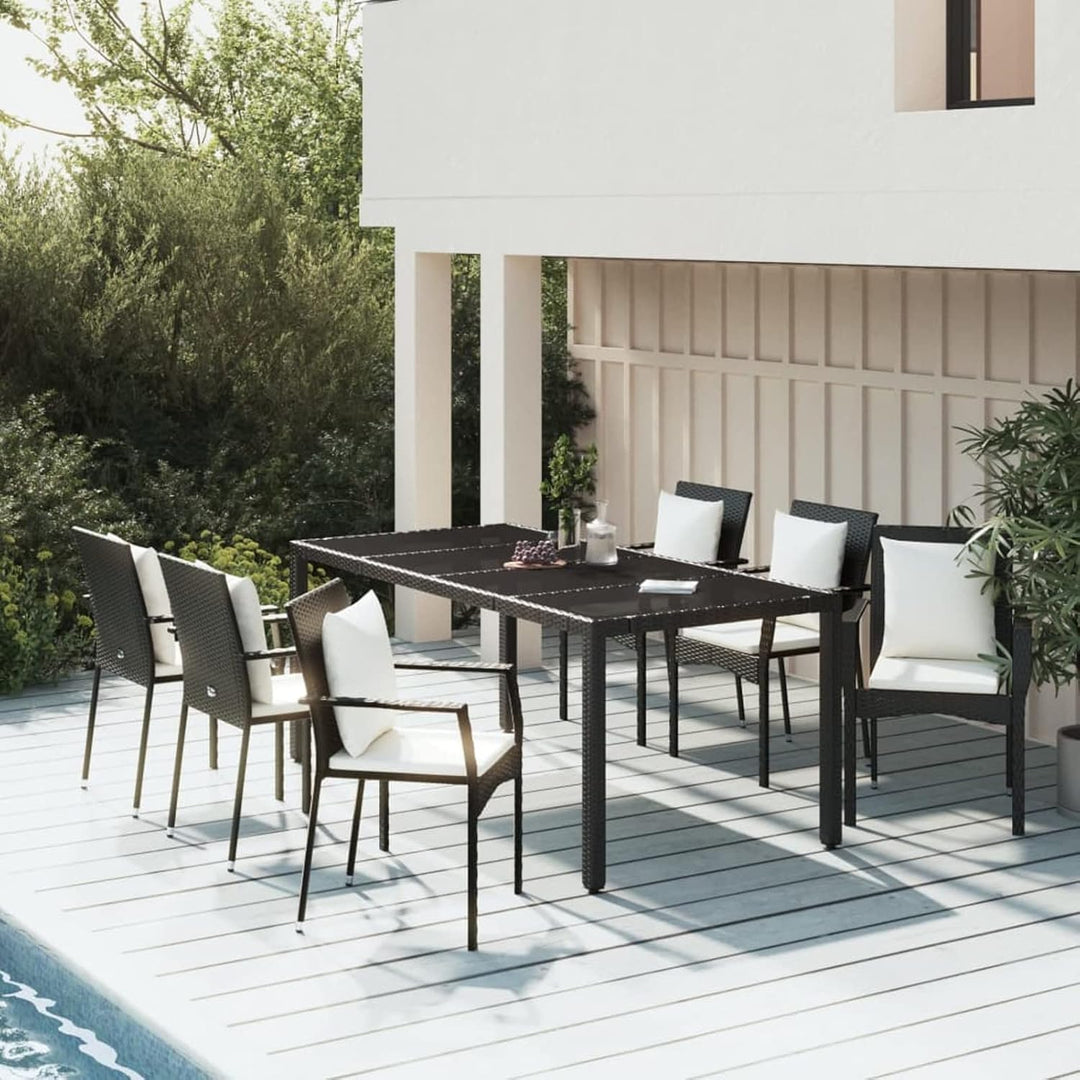Festnight 7 teilig Garten Sitzgruppe Poly Rattan Gartenmöbel Set 6 Personen Essgruppe Gartentisch mi