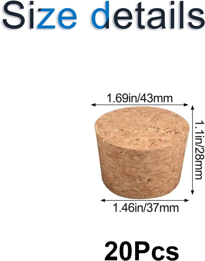 INCREWAY Konische Korken, 20 Stk. Haltbare Holz-Weinkorken für Glasflaschen, Gläser, 37 * 43 * 28mm