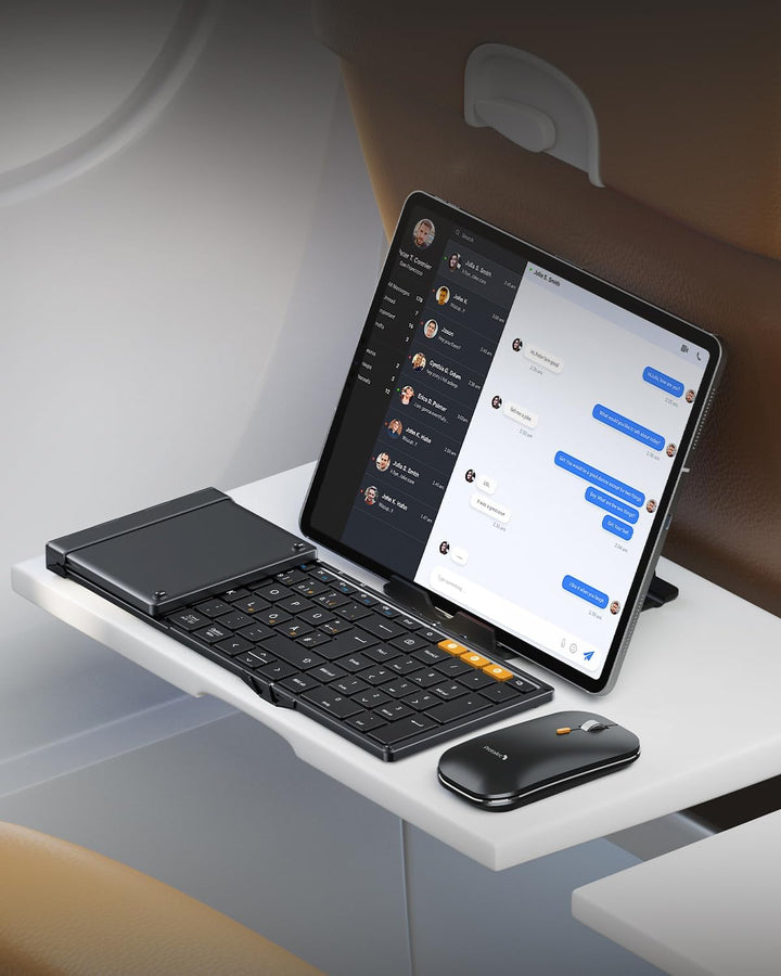 ProtoArc XKM01 Faltbare Tastatur und Maus | Full-Size Bluetooth Tastatur Klappbar mit Ziffernblock |