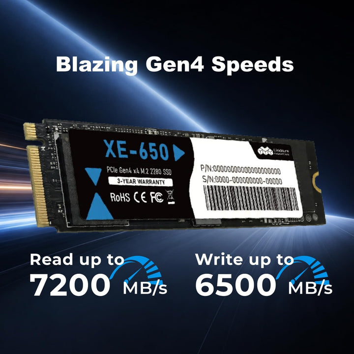 LinkMore XE-650 2 TB NVMe PCIe 4.0 interne SSD, bis zu 7200 MB/s Lese, M.2 2280 Speicher für Gaming-