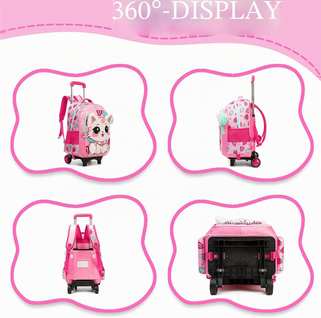 HTgroce Trolley Schulranzen Rucksack Schulrucksack Trolley Schultrolley Schulranzen Mädchen Gross Tr