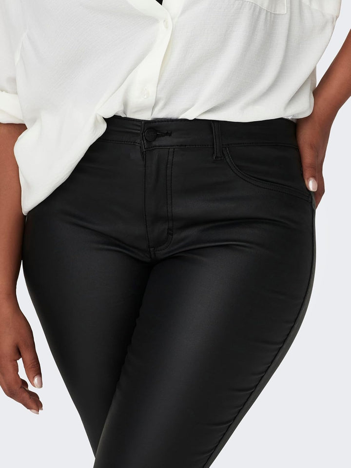 ONLY Damen Skinny Jeans Carpunk Reg Sk Coated Pants Noos 44W / 32L Schwarz (Black Black), 44W / 32L