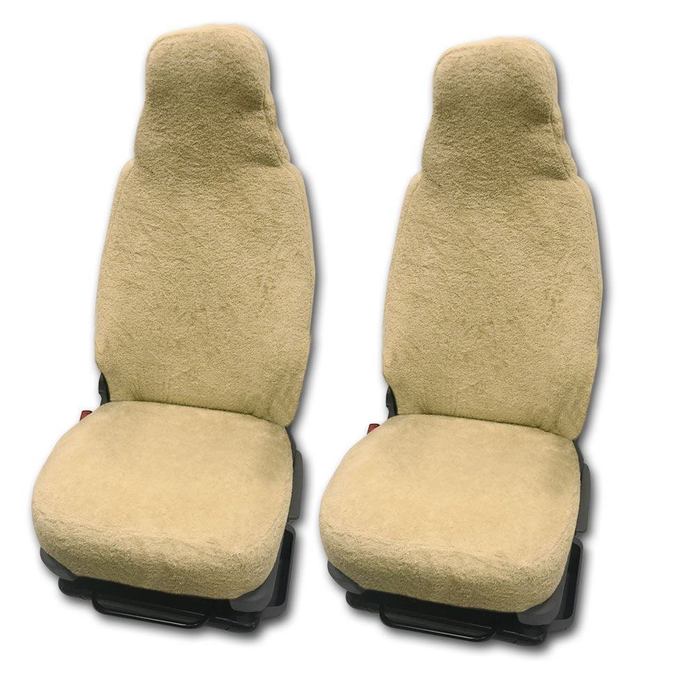 RAU - Universal Sitzbezüge für Pilotsitze und Wohnmobile - 2 Stück - 100% Frottee - Sand Beige - San
