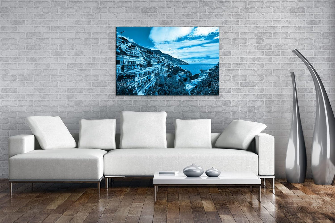 deyoli Amalfi Küste in Italien Format: 60x40 Effekt: Monocrome Blau als Leinwandbild, Motiv fertig g