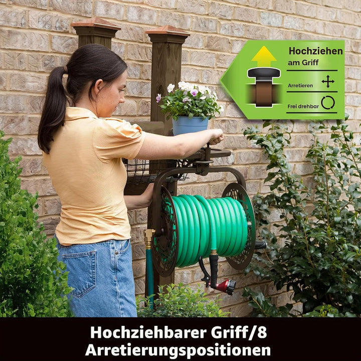 Liberty Garden 714 Gartenschlauchtrommel, aus Aluminiumguss, drehbar, für 3,6 m Langen Schlauch – Br