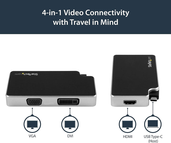 StarTech.com Audio Video Reiseadapter - 3in1 USB-C auf VGA, DVI oder HDMI - USB Typ C Adapter - 4K O