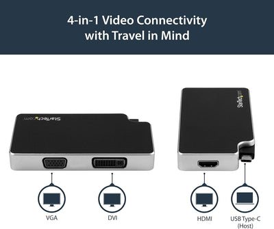 StarTech.com Audio Video Reiseadapter - 3in1 USB-C auf VGA, DVI oder HDMI - USB Typ C Adapter - 4K O