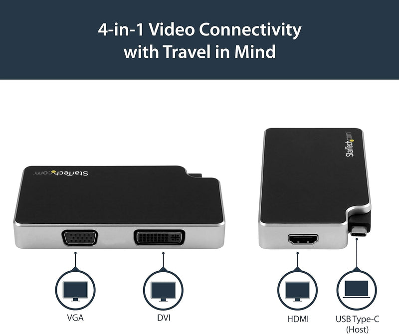 StarTech.com Audio Video Reiseadapter - 3in1 USB-C auf VGA, DVI oder HDMI - USB Typ C Adapter - 4K O