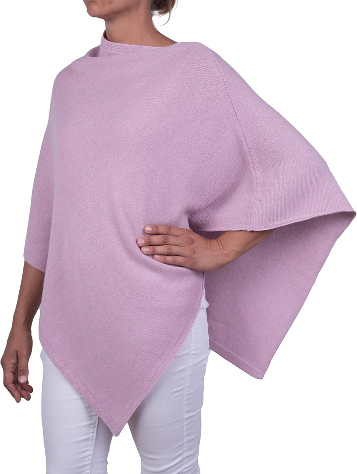 Kaschmirmischung Poncho Frau Made in Italy Merinowolle Kaschmir Schwarz Beige Weiss Blau Grau Strick