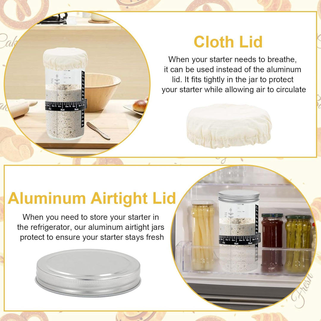 Sauerteig Starter Set, Sourdough Starter Kit, 35 oz Sauerteig Glas, Fermentierglas, Anstellgut Glas
