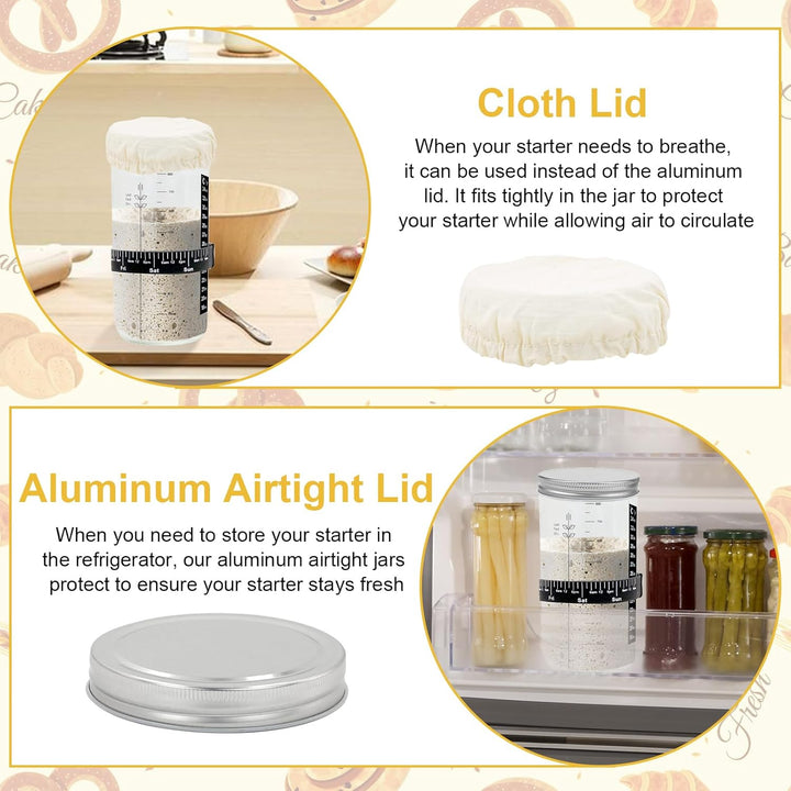 Sauerteig Starter Set, Sourdough Starter Kit, 35 oz Sauerteig Glas, Fermentierglas, Anstellgut Glas