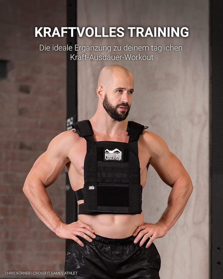 Phantom Athletics Gewichtsweste, Verschiedene Gewichte - Leicht Verstellbar Trainingsweste mit 6kg (