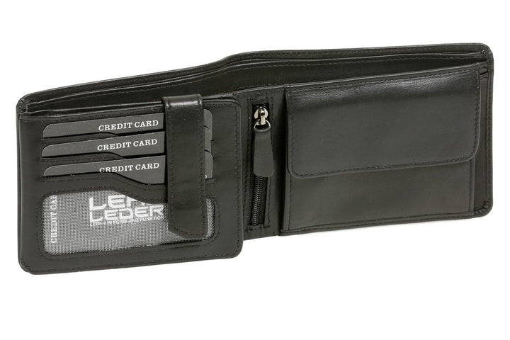 LEAS Hochwertige Scheintasche mit Riegel mit Box Echt-Leder, schwarz Elegance-Edition
