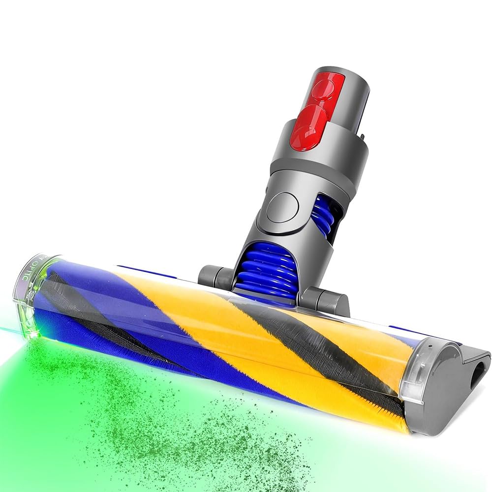 Softwalze Bodendüse für Dyson V7 V8 V10 V11 V15 Staubsauger, Elektrischer LED Fluffy Soft Roller Bür