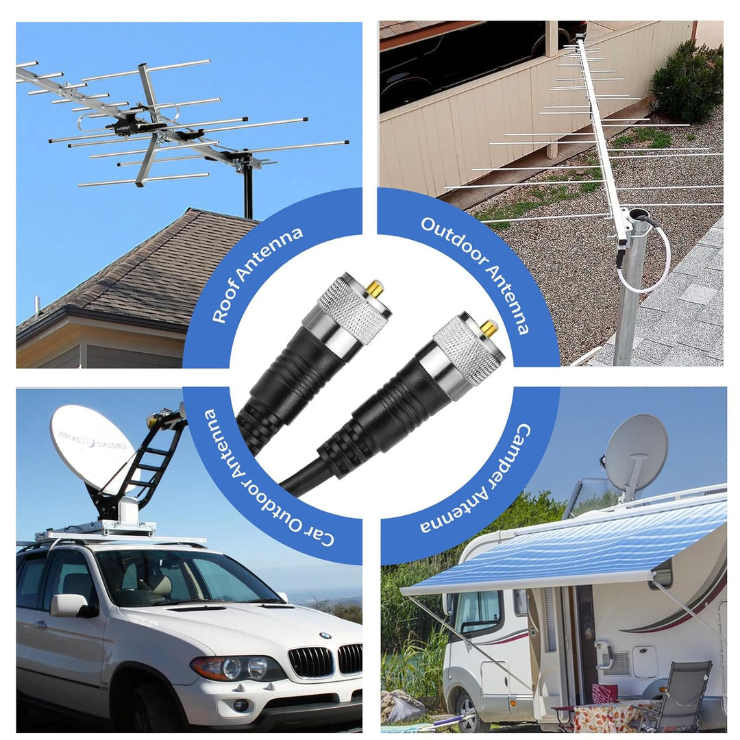 RFAdapter CB Koaxkabel, RG8x Koaxialkabel 3ft UHF PL259 Stecker auf Stecker Low Loss CB Antennenkabe