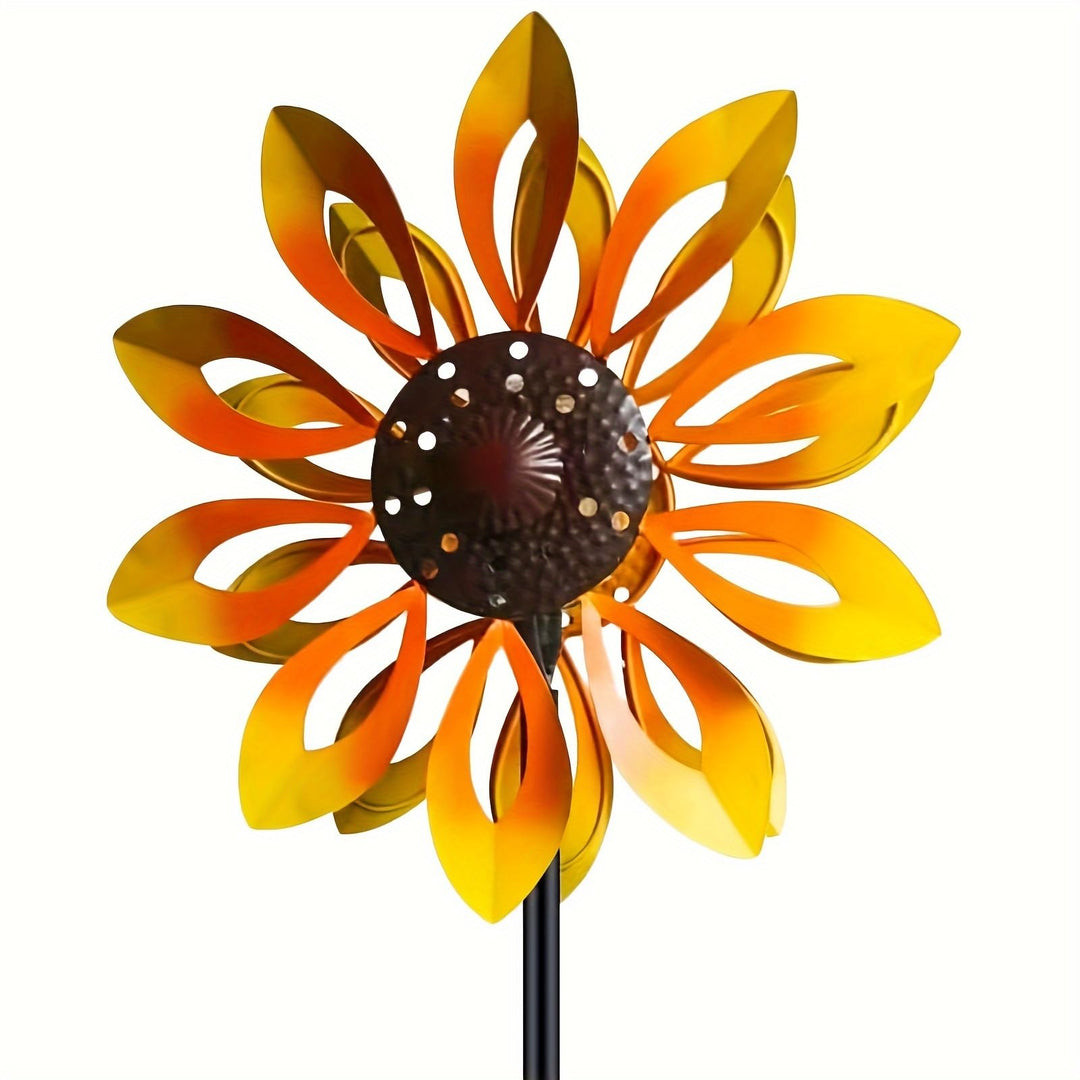 Windspinner Gartendekoration mit Solarlicht, Metall, Kupfer/Bronze, Doppeldrehrichtung 8\"W x 12\"H,