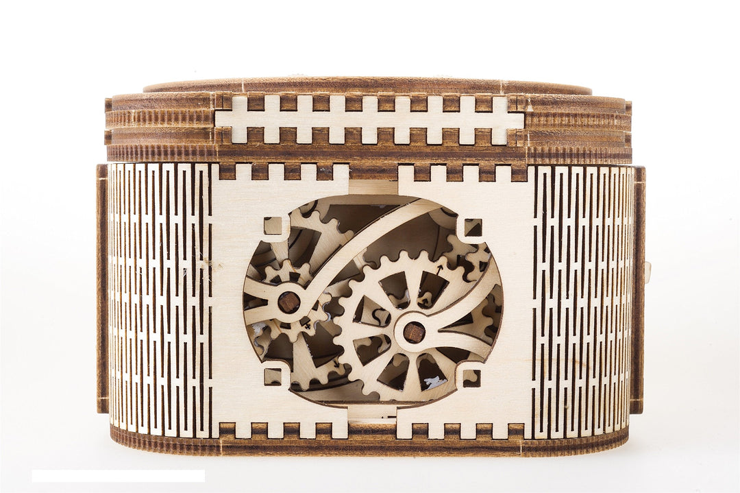 UGEARS Holz-Schatzkiste mit Schlüssel (geheimes verstecktes Puzzle) – Vatertagsgeschenk, DIY-Modell-