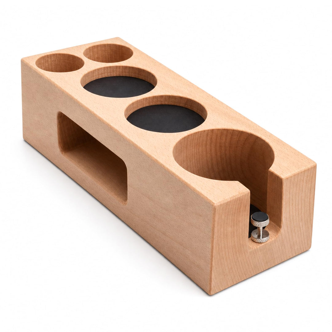 Tamperstation 58mm, Tamper Station für 58mm Siebträger, Höhenverstellbare Espresso Holz Tamping Stat