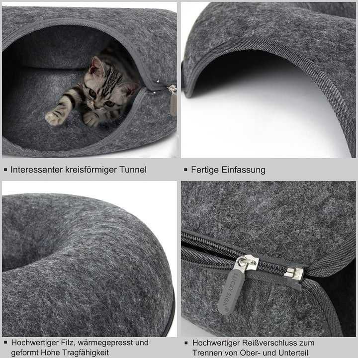 Lucky Sign - Katzenhöhle Katzentunnel aus Filz Katzenbett multifunktionalle Katzensofa gemütliches K