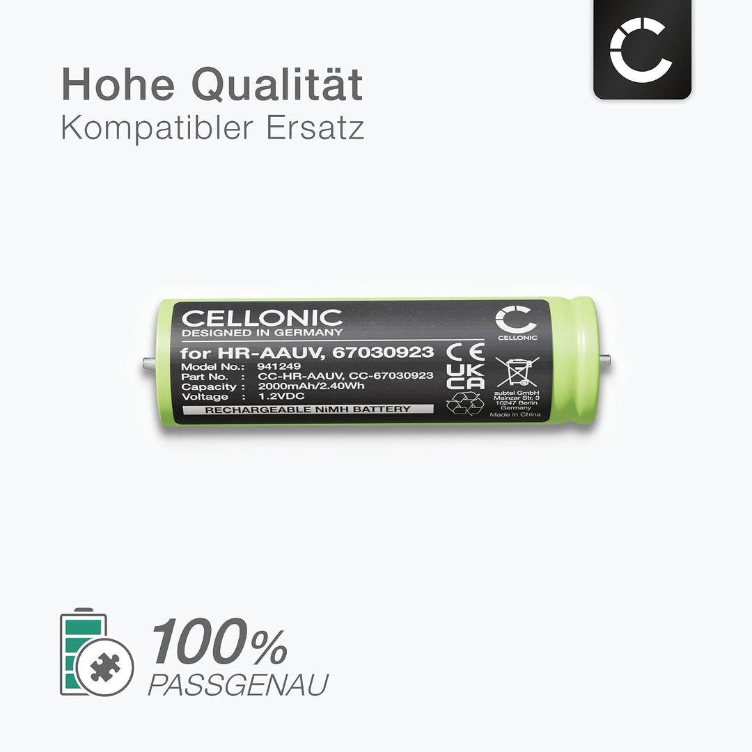 CELLONIC 2X Akku kompatibel mit Braun Series 3 360, 5779, ER-2301, 67030923 2x Akku 2000mAh, 2x Akku