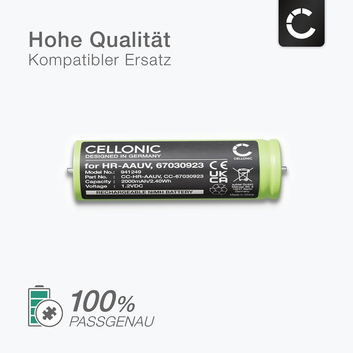 CELLONIC 2X Akku kompatibel mit Braun Series 3 360, 5779, ER-2301, 67030923 2x Akku 2000mAh, 2x Akku