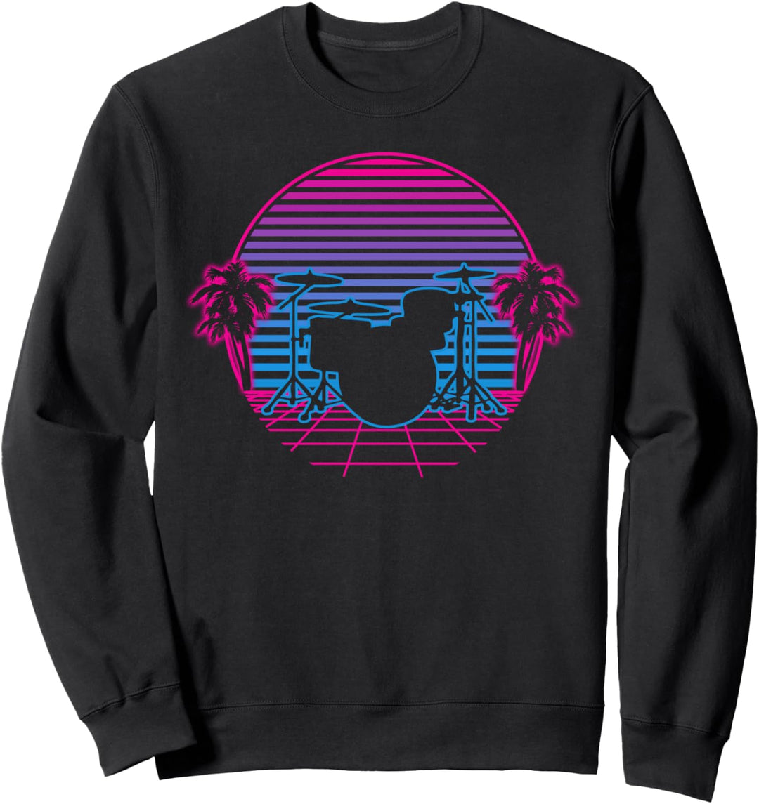 Schlagzeug Schlagzeuger Musik Retro Vintage Sunset Geschenk Sweatshirt