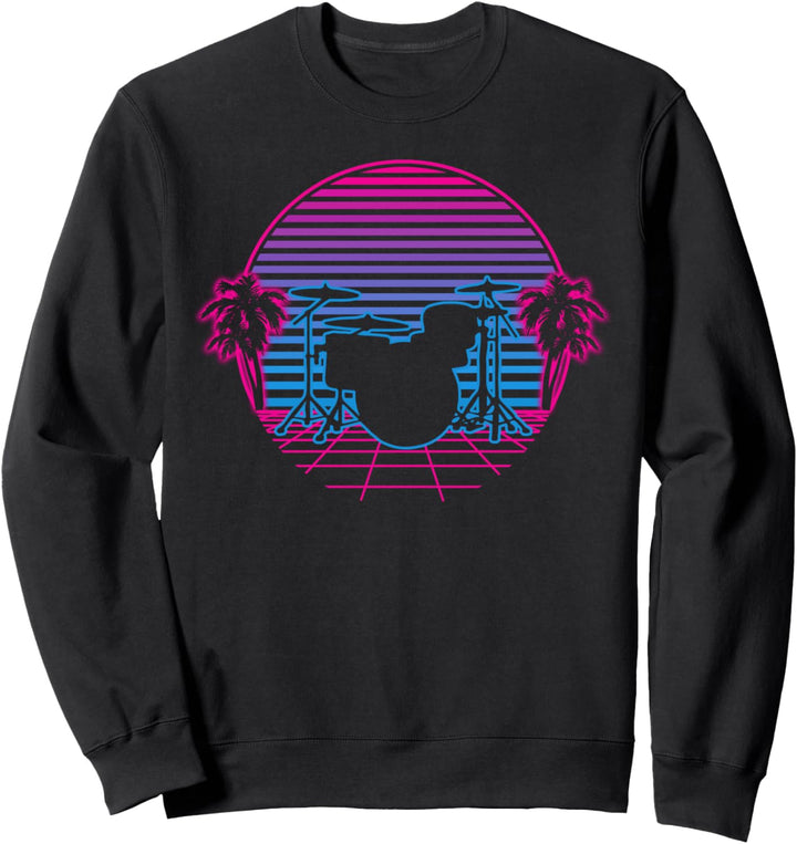 Schlagzeug Schlagzeuger Musik Retro Vintage Sunset Geschenk Sweatshirt