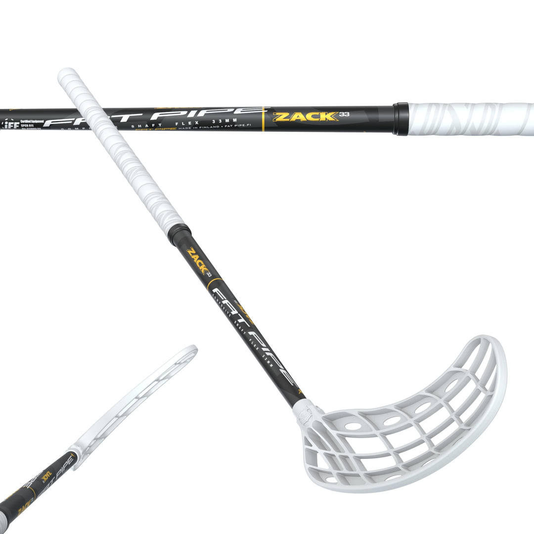 FAT PIPE Floorball Schläger Unihockey Stock Zack 33 ORC - Black White - IFF Zertifiziert, mit ORC Sc
