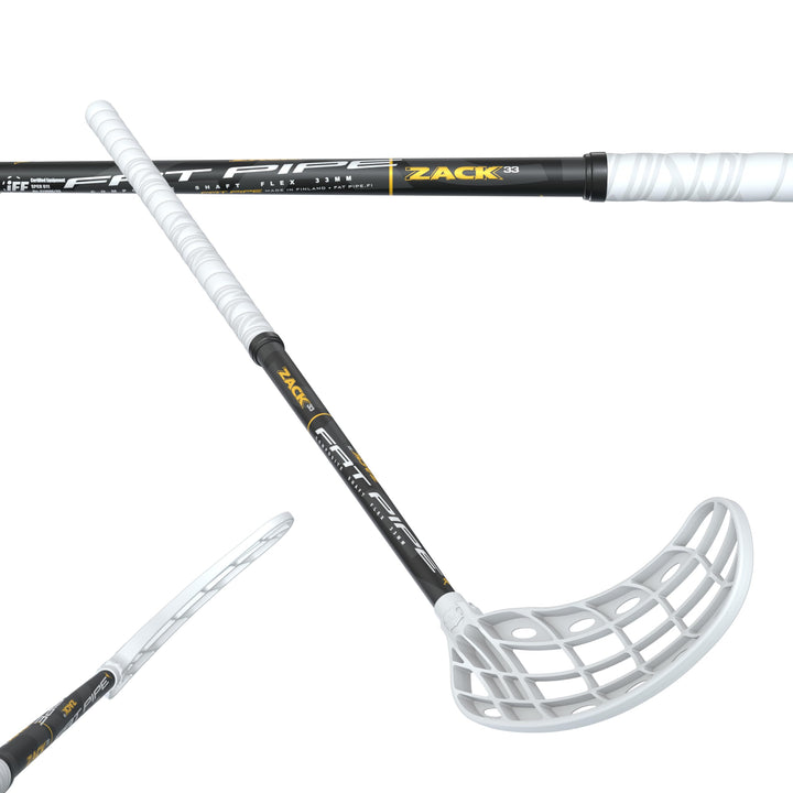 FAT PIPE Floorball Schläger Unihockey Stock Zack 33 ORC - Black White - IFF Zertifiziert, mit ORC Sc