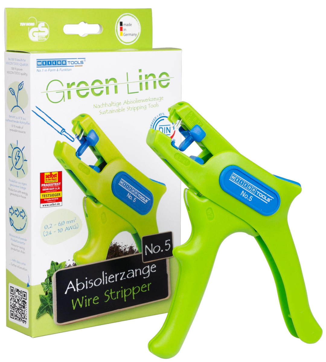 WEICON TOOLS Abisolierzange No. 5 Green Line | Nachhaltige Rohstoffe | Automatische Abisolierzange v