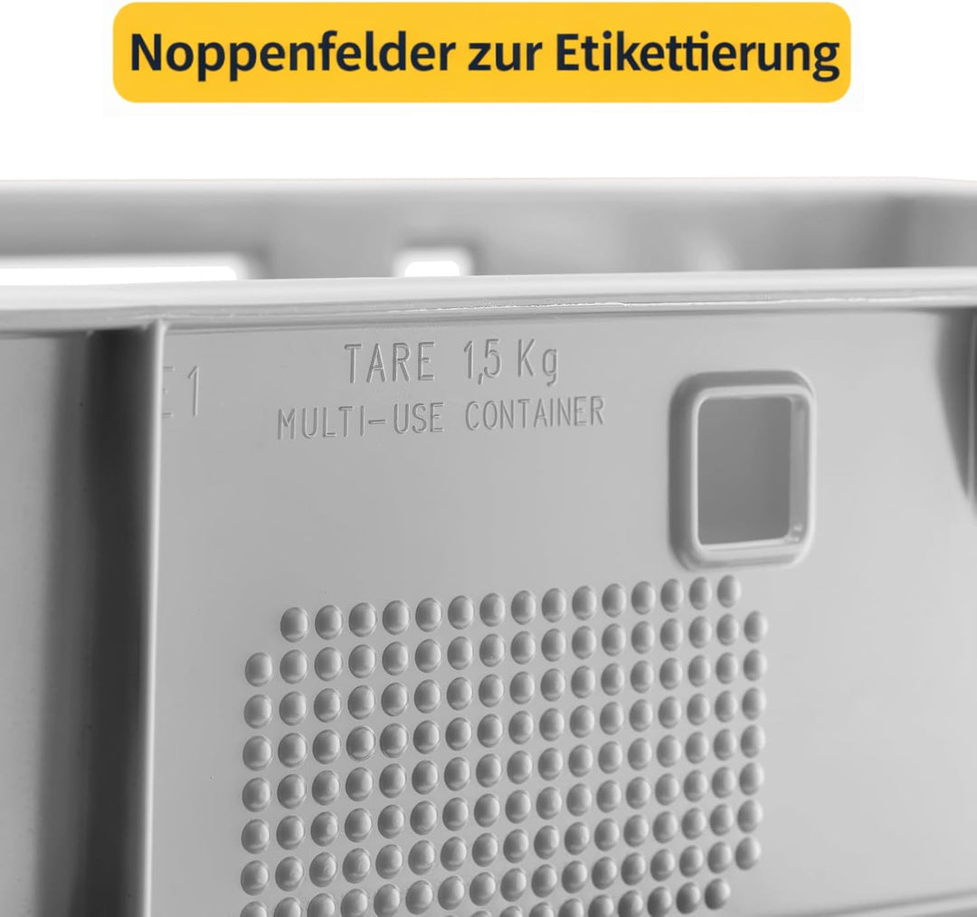 BURI 10 Stück Fleischkiste E1 Lagerkiste 60x40x12,5 cm Metzgerkiste Eurobox Grau - flache Stapelkist