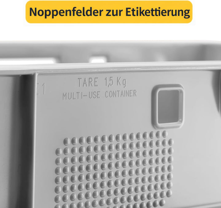 BURI 10 Stück Fleischkiste E1 Lagerkiste 60x40x12,5 cm Metzgerkiste Eurobox Grau - flache Stapelkist