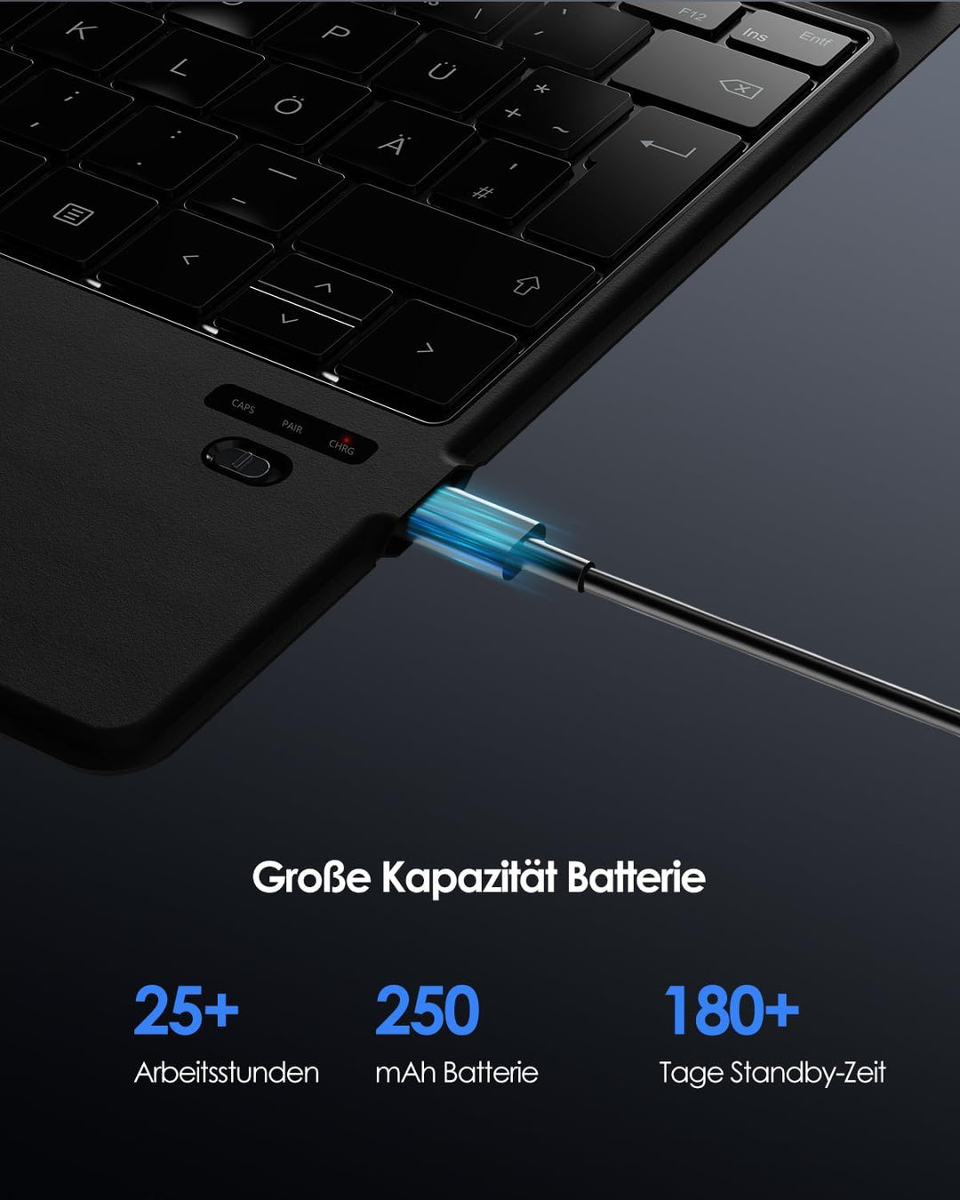 Qulose Surface Pro Tastatur für Microsoft Surface Pro 8/ Pro 9/ Pro X/Pro 11, Bluetooth Tastatur QWE