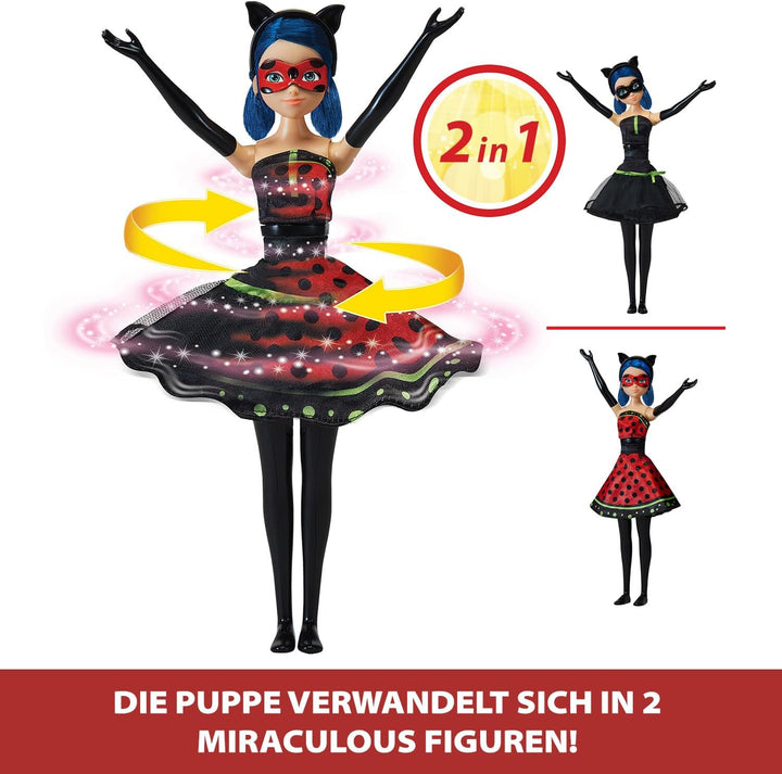 BANDAI - Miraculous - Verwandlungspuppe Ladybug - 26 cm Puppe, die Sich in Lady Noire und Bug Noire