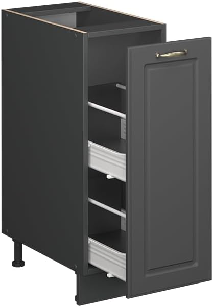 Vicco Apothekerschrank Fame-Line, Anthrazit-Gold Landhaus, 30 cm, AP Eiche, zur Kombination mit weit